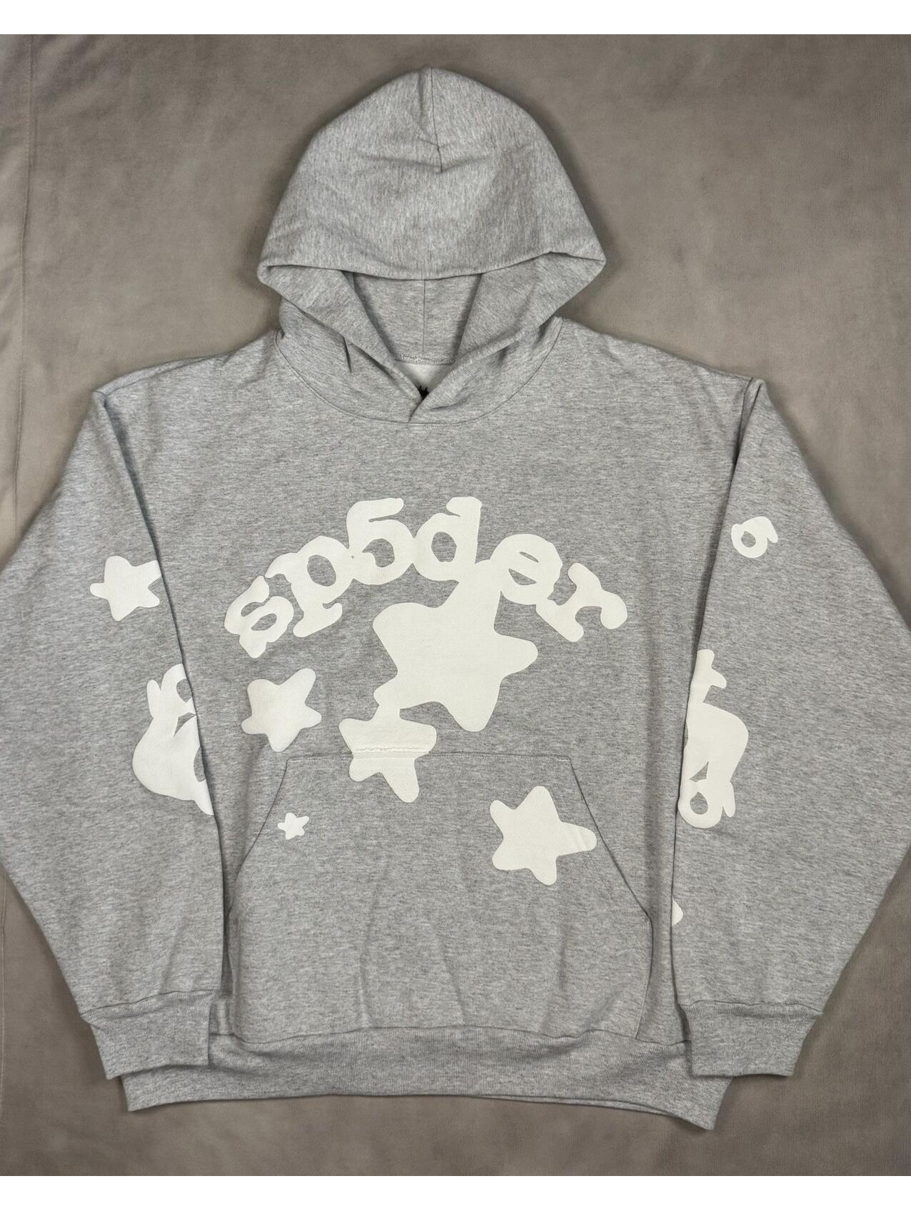 Sp5der Grey Big Star Beluga Hoodie Xl